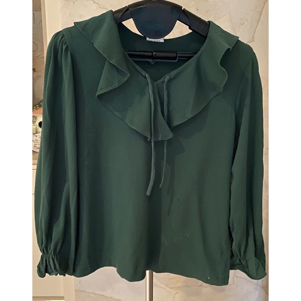 Forest Green Shirt with Ruffles - size 10-12